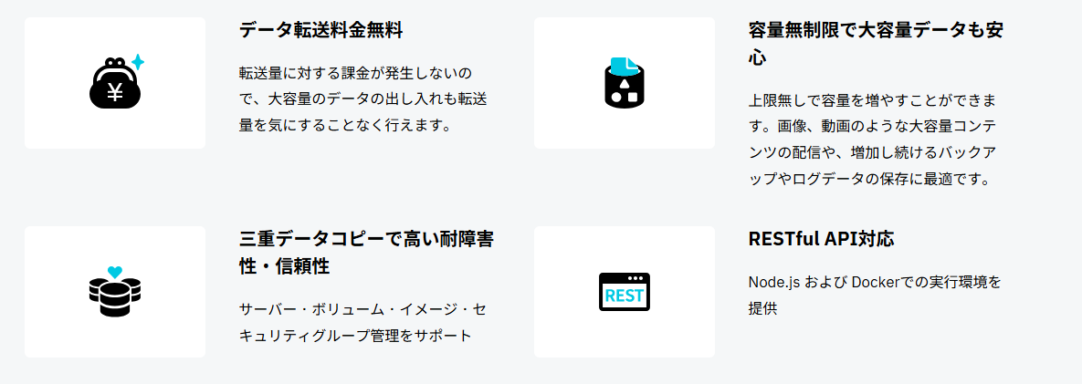 データ転送量無料・三重データコピーで信頼性も確保