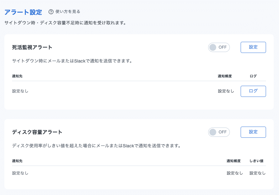 WPパネル　アラート設定